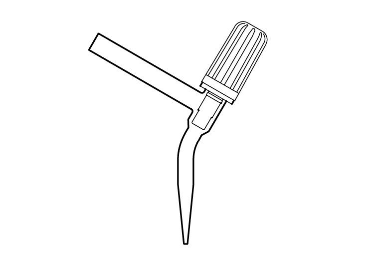 Otomatik büret uç musluğu, PTFE, vidalı tip, iğne uçlu