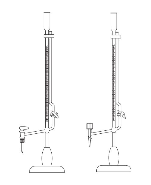 Büret, Mikro, PTFE musluklu, Sehpalı
